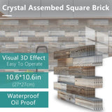 48 Pcs Wood Grain Splicing Wall Sticker Peel And Stick Backsplash PVC Wall Tile, Waterproof And Oil 77767506