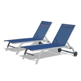 Chaise Lounge Outdoor Set of 2, Lounge Chairs for Outside with Wheels, Outdoor Lounge Chairs with 5 W1859109846