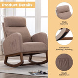 COOLMORE Rocking Chair, Modern Glider Chair, Recliner Armchair with Wood Legs and Side Pocket, W39594818