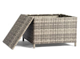 Outdoor PE Wicker Side Table with Storage, Patio Rattan End Table Square 36043080