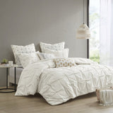 King/Cal King 3 Piece Elastic Embroidered Cotton Duvet Cover Set B03596516