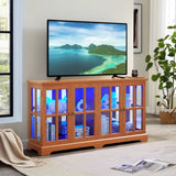 LED Curio Display Cabinet Antique Display Cabinet with Glass Doors Adjustable Shelves for W2275P292661