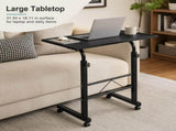 Adjustable Rolling Laptop Table with Steel Frame, Black, 31.50 x 18.11 in, Adjustable Height 36520420