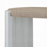 Oak and White High Gloss Sofa Table with Bottom Shelf B062P209138