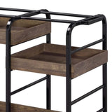 Black and Walnut Serving Cart with 3 Adjustable Trays B062P186561