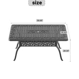 L59.05*W35.43-inch Cast Aluminum Patio Dining Table with Black Frame and Umbrella Hole W1710P166013