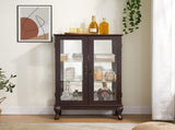 2 Doors Curio Cabinet with Tempered Glass Doors, Curio Cabinets with Mirrored Back Panel and 65434704