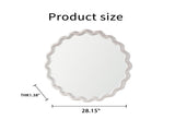 White Scalloped Round Wall Mirror, Wavy Frame for Living Room/Bedroom/Bathroom Decor W3081P391521
