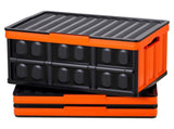 Plastic Collapsible Storage Bins with Lids, 45L 3-Pack, Stackable Folding Crates with Handles, 58823793