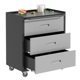 ZNTS Heavy-Duty Metal Storage Cabinet with Wheels - 3 Drawer Tool Cabinet for Garage, Office, and Home T2398P222835