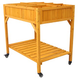 Elevated 8 Pocket Herb Garden Bed, Mobile Raised Customizable Wood Planter for Herbs, Vegetables, W465P189512