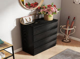 4 Drawer Dresser,Modern Storage Chest of Drawers,31.5In Black Dresser for Closet with Handle-Free W3151P288870