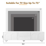 ON-TREND Cream Style TV Stand with Arched Doors & 2 Drawers for TVs up to 75", Minimalist Media N721P205779K