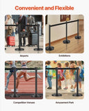 6 Pcs Crowd Control Stanchion Set ,with Retractable Belts, Black Stanchions Queue with Sand 23595160