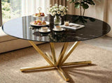 45.27"Round Dining Table,Modern Minimalist Dining Table,Faux Marble Printed Tempered Glass Top with W5123P491129