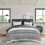 3 Piece Cotton Comforter Set with Chenille Tufting Gray King/Cal King B03596427
