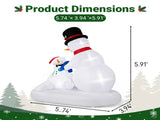 5.91FT Melting Snowman with Hair Dryer Christmas Inflatable Decoration, 5 LED Lights, 210D 38718022