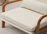 High Back Solid Wood Armrest Backrest Iron Frame Linen Indoor Leisure Chair 82470827