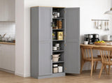 Freestanding 4-Door Kitchen Pantry Cabinet, Large Storage with Adjustable Shelves & Doors 03937826