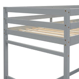 ZNTS Twin Size High Loft Bed with Ladder landing Platform, Ladders, Guardrails,Grey W504119724