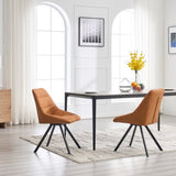 Dining Chair,Thickened fabric chairs with metal legs Set of 2,Brown W1249P243513