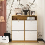 Shoe Storage Cabinet with 4 Flip Drawers , Shoe Rack Organizer Cabinet with wooden handle W409P195086