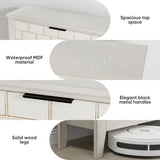 31.5 Inch Retro White Shoe Storage, Mid-Century Vintage Freestanding Shoe, Shoe W1706P311100