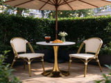 23.62"GOLDEN AND WHITE Tulip Table Mid-century Dining Table for 2-4 people With Round cremic Table W234P540492