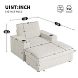 42" Oversized Chaise Lounge Indoor,Faux Rabbit Fur Sofa Bed with Storage Ottoman and N723P232726A