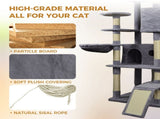 84.6 in Dark Gray Cat Tree Tower with Wide Base, 3 Large Hinding Condo, 11 Scratching Post, 95513486