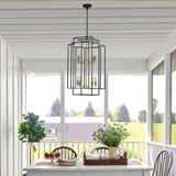 (Same as W1340142524/L1018-G) 8-Lights Black & Gold Lantern Tiered Pendant Light Fixtures, W1340P206664