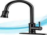 Kitchen Faucet- 3 Modes Pull Down Sprayer Kitchen Tap Faucet Head, Single Handle&Deck Plate for 1or3 40015993