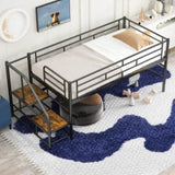 Mid Loft Bed with Storage stairs, Twin, Black MF323325AAB