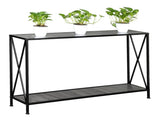 Grey MDF Countertop Black Wrought Iron Base 2 Layers Forked Console Table 22864661