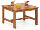 17 Acacia Wood Outdoor Side Table, Square Slatted Patio End Table with Drainage Design, HeavyDuty 86577775