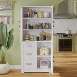 3 doors 3 drawers 5 layers Triamine board veneer 78*38.5*170cm display cabinet white N001 52480970