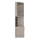 Syrah Corner Bar Cabinet, Eight Bottle Cubbies, Double Door, Two Open Shelves B070P211049