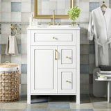 24-Inch Bathroom Vanity with Ceramic Sink, 1 Soft Close Door, 2 Soft Close Drawers, and Double N729P192078K