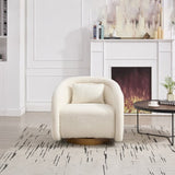 Swivel Accent Chair, 360-degree Barrel Chair with Teddy Upholstery, Comfy Pumpkin-Shaped W3244P288825
