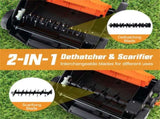 Corded Electric Lawn Dethatcher with 16-Inch Cutting Width, Wear-Resistant Wheels & Large Removable 14929861
