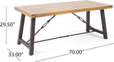 ZNTS Outdoor Acacia Wood Metal Base Dining Table, Teak 57239.00