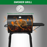 ZNTS Charcoal Grills Outdoor BBQ Grill, Barrel Charcoal Grill with Side Table and Wheels, for Outdoor 49876379