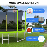 ZNTS 10FT Trampoline for Kids, Basketball Hoop and Ladder, Outdoor Kids Trampoline with Safety K1163P147346