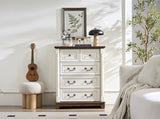 Farmhouse Style 5 Drawer Dresser Chest with Base Wooden Rustic Chest of Drawers, Storage Dresser W2393P252363
