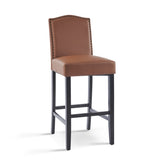 Barstools Set of 2, Counter Height Upholstered Bar Stools for Kitchen Island, Brown Rubberwood Legs N779P254675L