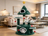 Christmas Themed Cat Tree, 50" Multi-Level Cat Tower with 2 Cozy Plush Condos, Natural Sisal 21830212