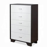 White and Espresso 5-Drawer Chest B062P209032