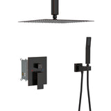 Dual Shower Head - 10 Inch Ceiling Mount Square Shower System with Rough-in Valve, Oil Rubber Bronze W124357673