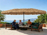 15 x 9 FT Double-Sided Solar LED Patio Umbrella, 144 LEDs 12 Modes Outdoor Thatch Umbrella with 65739104