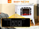 Electric Fireplace Freestanding Stove Heater with Realistic Flame 15.25"x9.5"x22.25" White 58758258